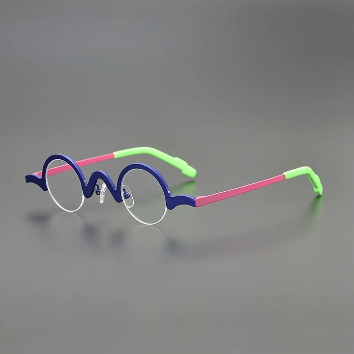 Nobler Unisex Semi Rim Top Round Titanium Eyeglasses 1810 Semi Rim Nobler C5