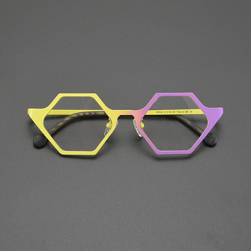 Nobler Women's Full Rim Polygon Cat Eye Titanium Eyeglasses 185881 Full Rim Nobler C4