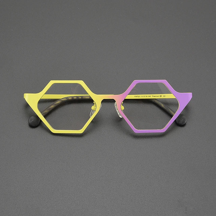 Nobler Women's Full Rim Polygon Cat Eye Titanium Eyeglasses 185881 Full Rim Nobler C4