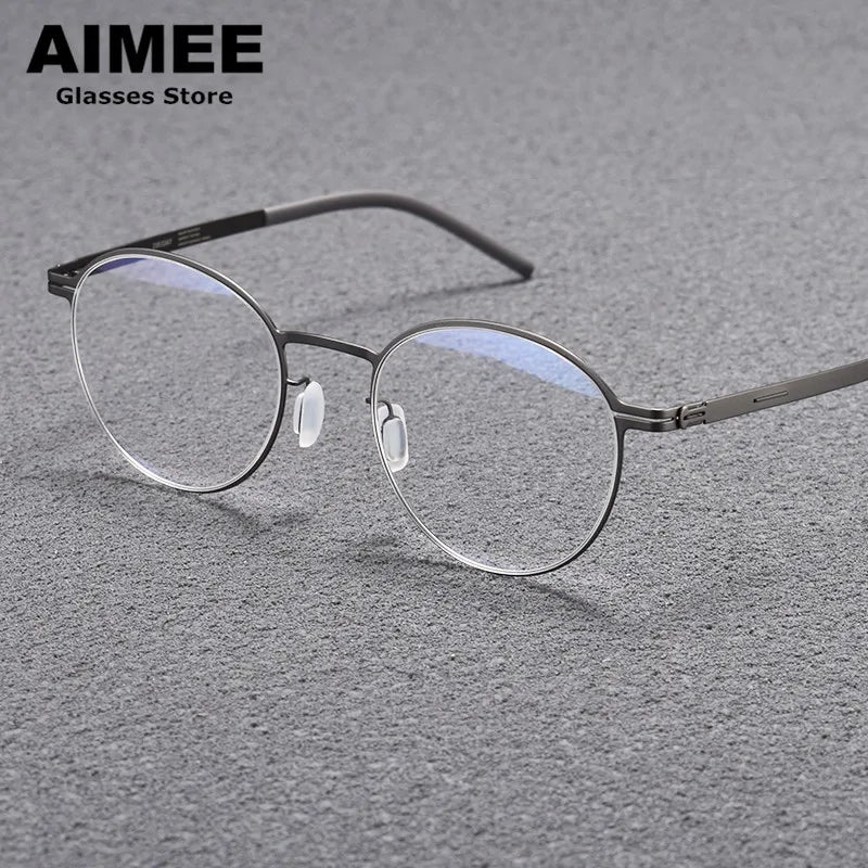 Aimee Women's Full Rim Round Screwless Titanium Eyeglasses 13149