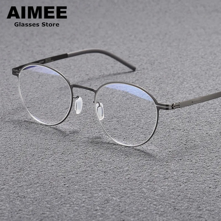 Aimee Women's Full Rim Round Screwless Titanium Eyeglasses 13149