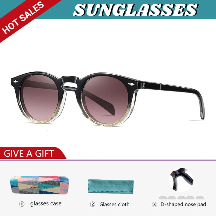 Vicky Unisex Full Rim Round Acetate Myopic Reading Glasses Polarized 31102 Reading Glasses Vicky Prescription custom S31102-sunglasses-C4