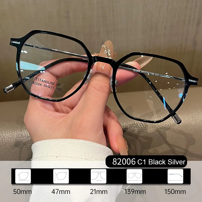 Gmei Women's Full Rim Flat Top Polygon Tr 90 Titanium Eyeglasses 82006