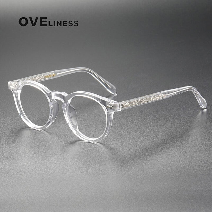 Oveliness Unisex Full Rim Round Acetate Titanium Eyeglasses 505 Full Rim Oveliness transparent