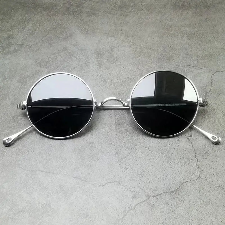 Black Mask Women's Full Rim Round Titanium Sunglasses 185666