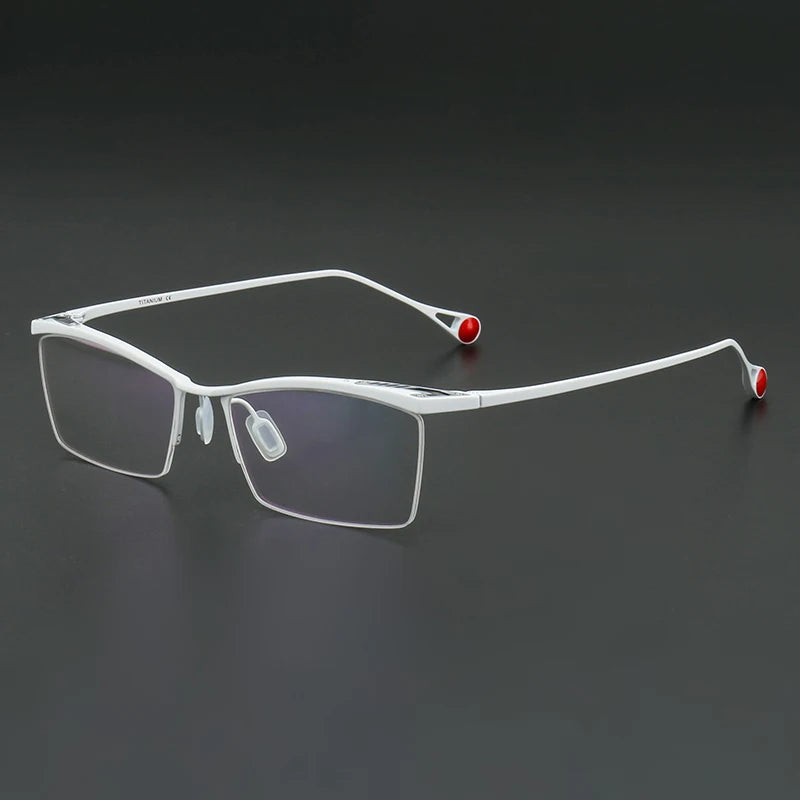 Muzz Unisex Semi Rim Square Brow Line Titanium Eyeglass 817113