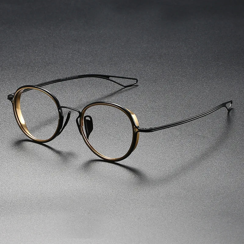 Black Mask Unisex Full Rim Round Titanium Eyeglasses 59100