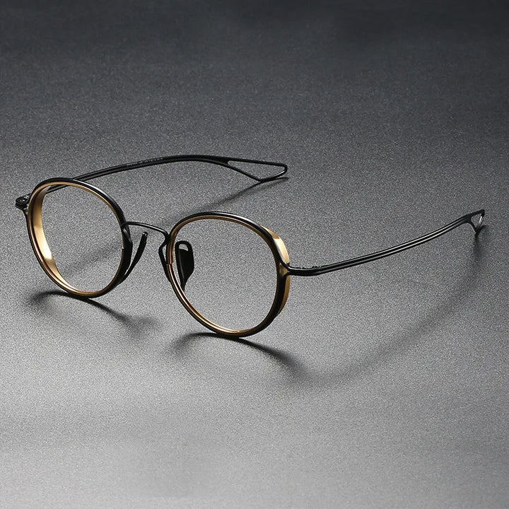 Black Mask Unisex Full Rim Round Titanium Eyeglasses 59100
