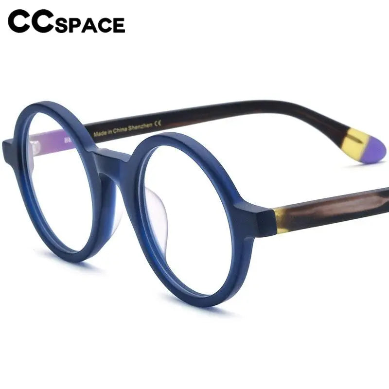 CCspace Unisex Full Rim Round Acetate Eyeglasses 56919 Full Rim CCspace
