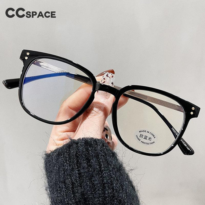 CCspace Unisex Full Rim Round Square Tr 90 Titanium Eyeglasses 55887 Full Rim CCspace
