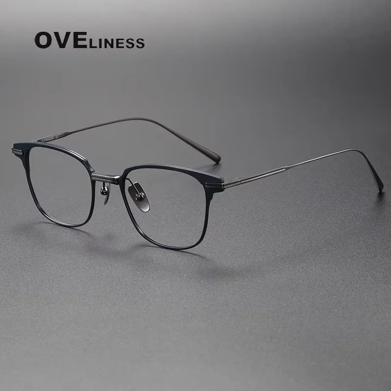 Oveliness Full Rim Square Acetate Titanium Eyeglasses 81409