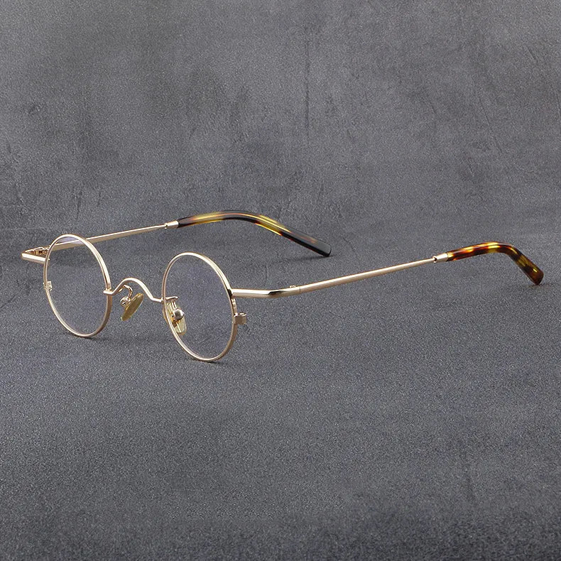 CCspace Unisex Full Rim Round Titanium Eyeglasses 56948 Full Rim CCspace C4Gold