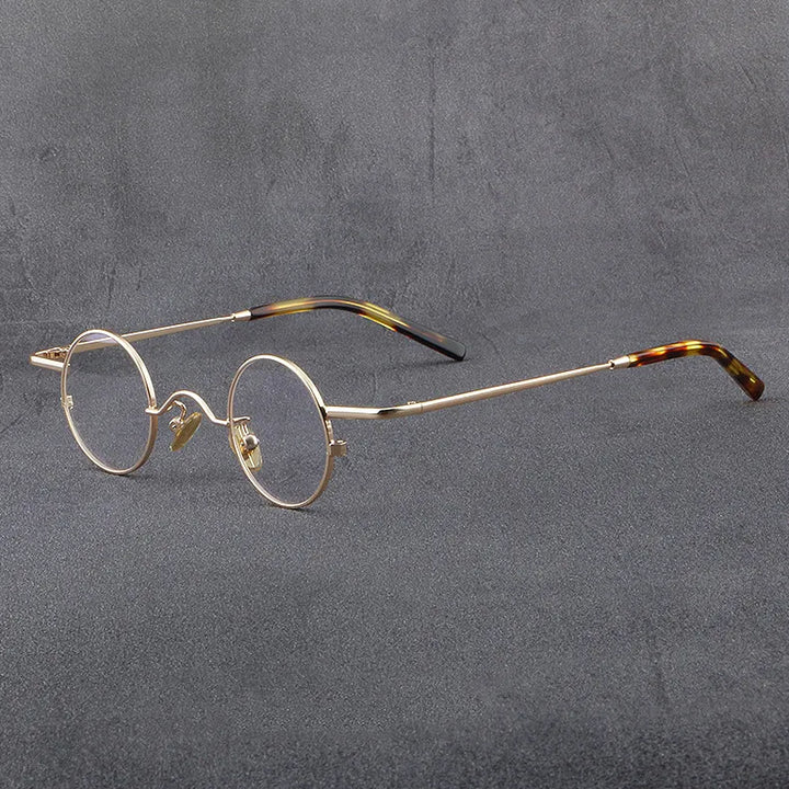 CCspace Unisex Full Rim Round Titanium Eyeglasses 56948 Full Rim CCspace C4Gold
