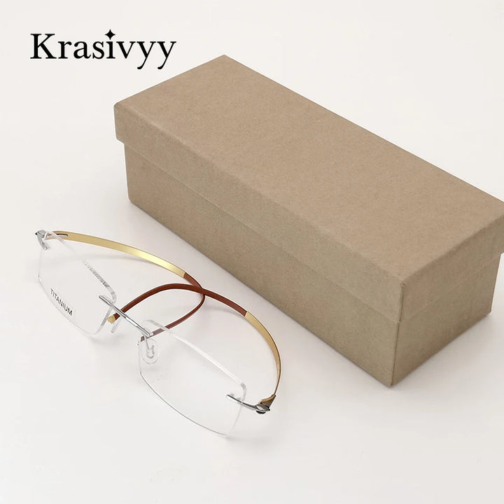 Krasivyy Unisex Rimless Square Screwless Titanium Eyeglasses 5001 Rimless Krasivyy