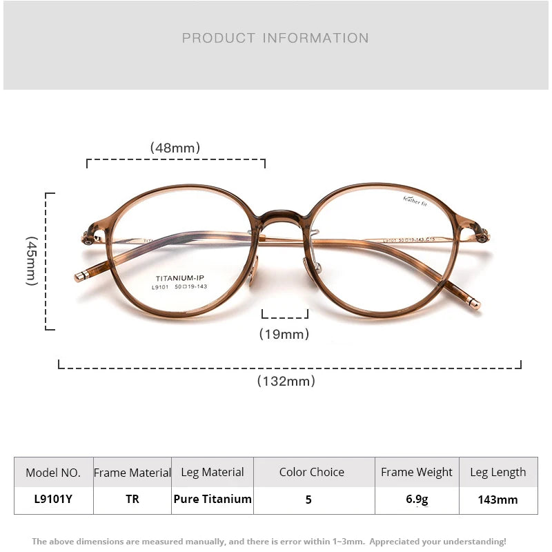 Gmei Women's Full Rim Round Titanium Acetate Eyeglasses 9101 Full Rim Gmei Optical