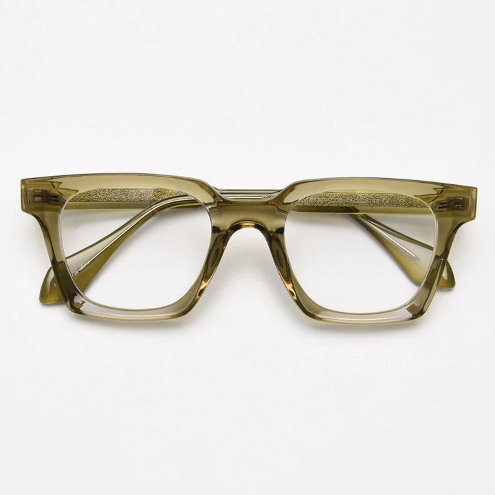 CCspace Unisex Full Rim Square Tr 90 Titanium Eyeglasses 57023 Full Rim CCspace C5Green