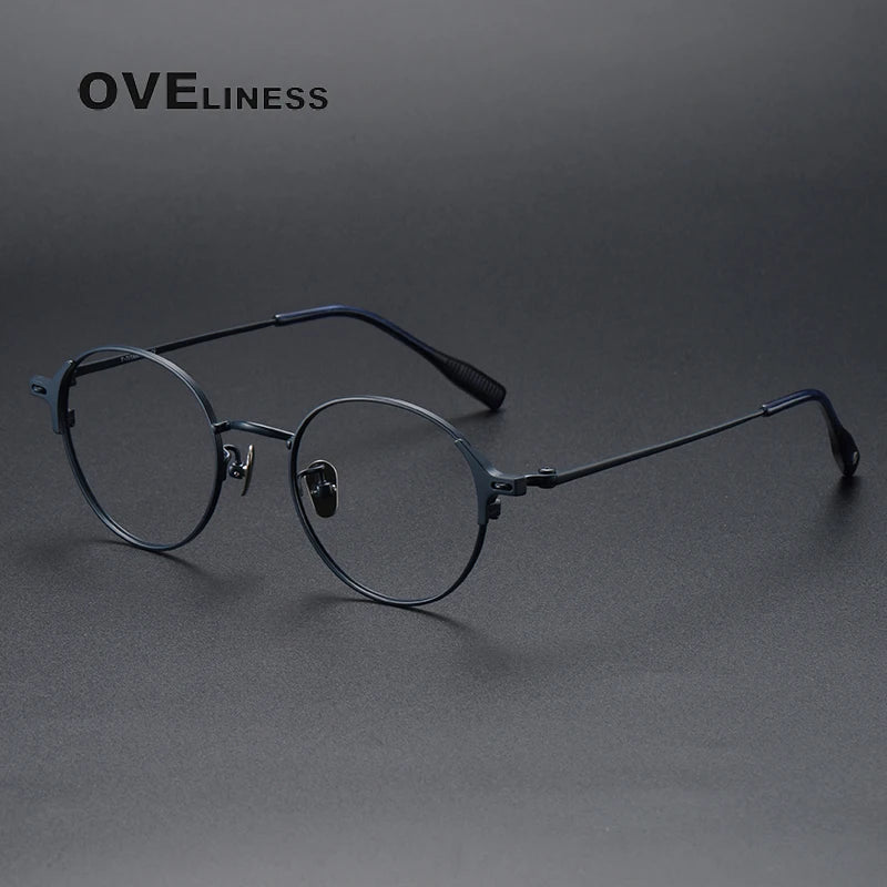 Oveliness Unisex Full Rim Round Titanium Eyeglasses 8111 Full Rim Oveliness blue  