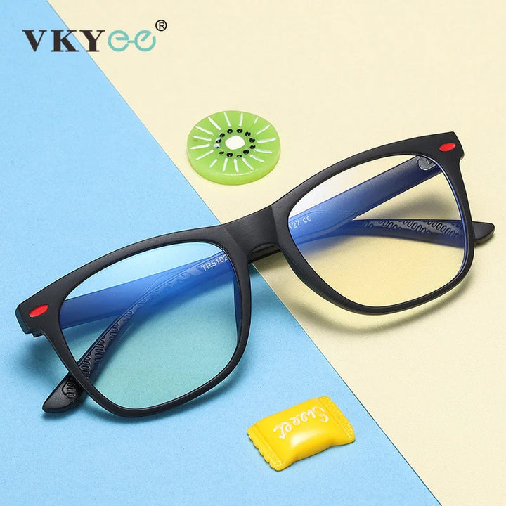 Vicky Youth Unisex Full Rim Square Tr 90 Titanium Eyeglasses 5102 Full Rim Vicky
