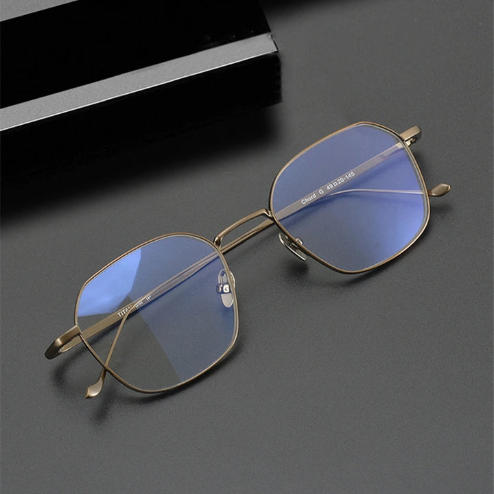 Black Mask Men's Full Rim Polygon Square Titanium Eyeglasses 51009