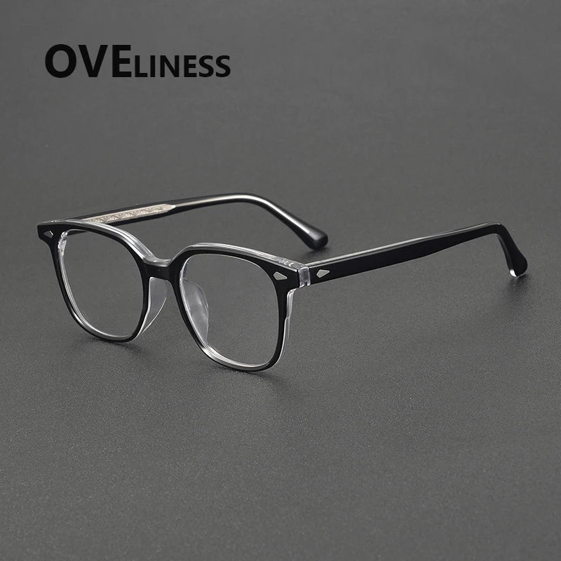 Oveliness Unisex Full Rim Oval Square Acetate Eyeglasses 88099 Full Rim Oveliness black clear