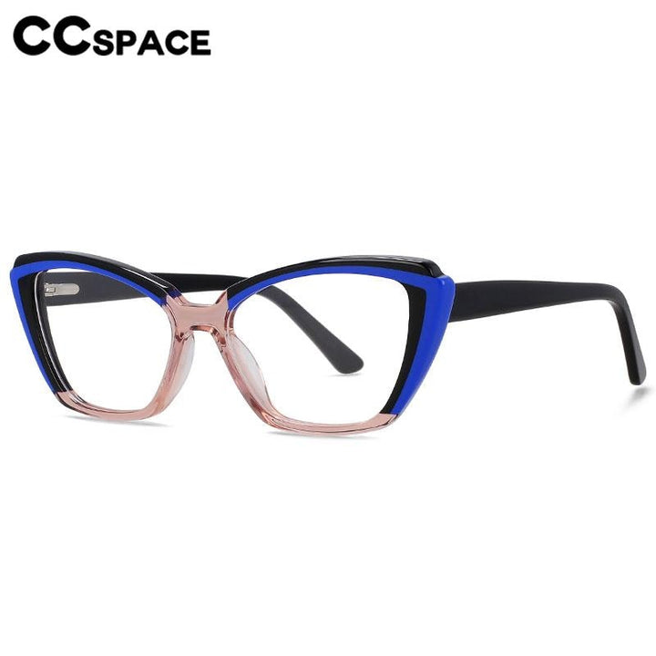 CCspace Unisex Full Rim Square Cat Eye Acetate Eyeglasses 56558 Full Rim CCspace