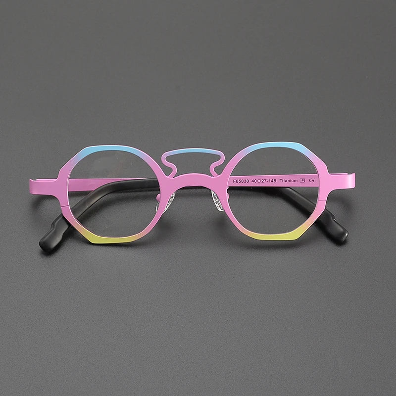 Nobler Unisex Full Rim Polygon Double Bridge Titanium Eyeglasses 8583 Full Rim Nobler C5