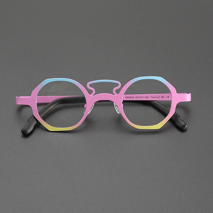 Nobler Unisex Full Rim Polygon Double Bridge Titanium Eyeglasses 8583 Full Rim Nobler C5