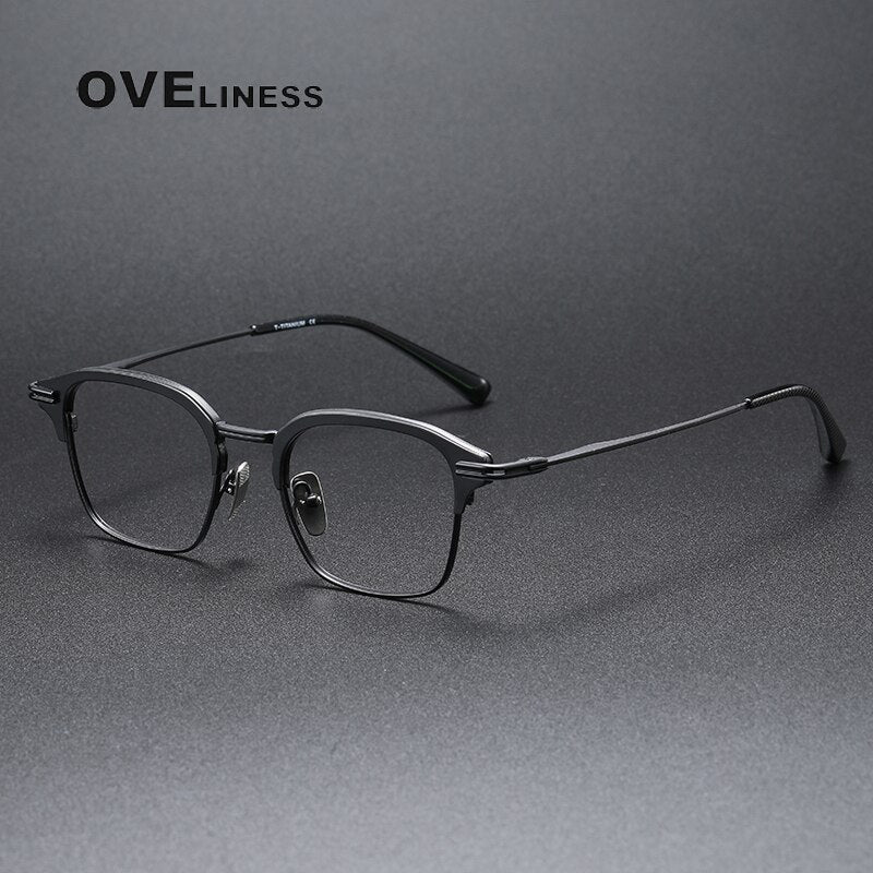 Oveliness Unisex Full Rim Square Titanium Eyeglasses Dxt142 Full Rim Oveliness black