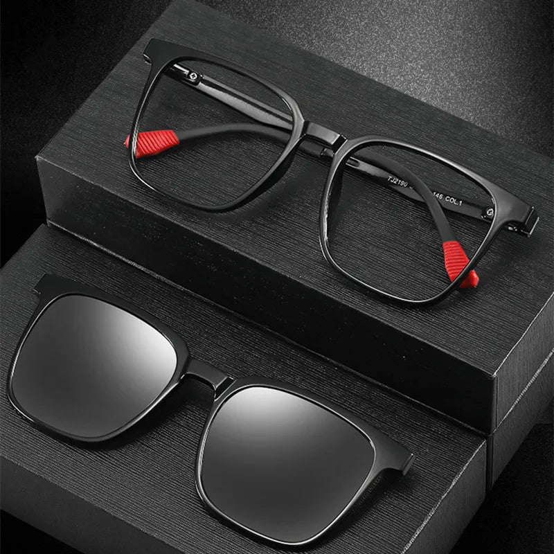 Kocolior Unisex Full Rim Square Acetate Eyeglasses Clip On Sunglasses CX10 With Clip Ons Kocolior
