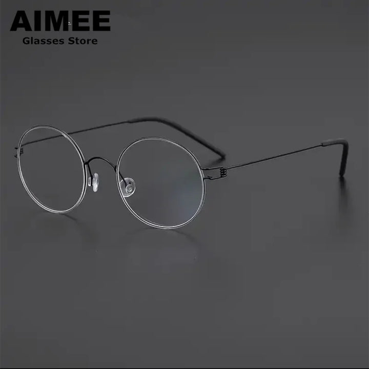 Aimee Women's Semi Rim Round Screwless Titanium Eyeglasses 46125