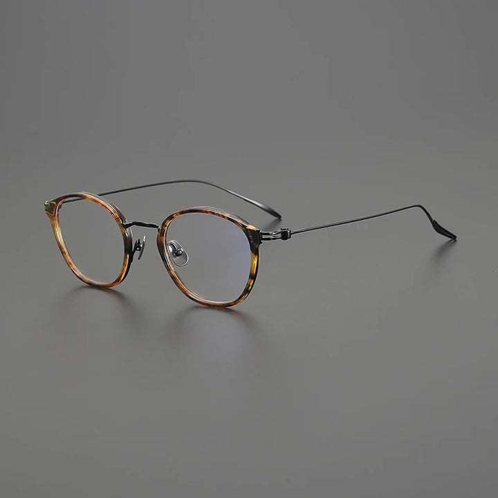 Gatenac Unisex Full Rim Round Acetate Titanium Eyeglasses Gxyj1573