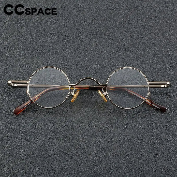 CCspace Unisex Full Rim Round Titanium Eyeglasses 56948 Full Rim CCspace