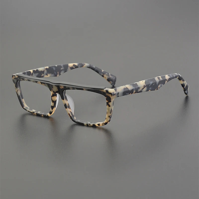 Gatenac Unisex Full Rim Square Frosted Acetate Eyeglasses Gxyj1208 Full Rim Gatenac Frosted Leopard