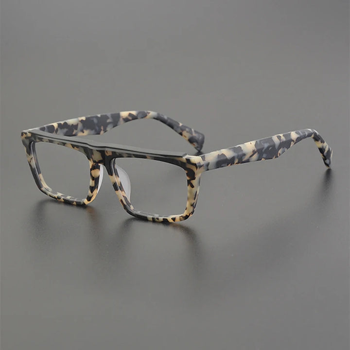 Gatenac Unisex Full Rim Square Frosted Acetate Eyeglasses Gxyj1208 Full Rim Gatenac Frosted Leopard