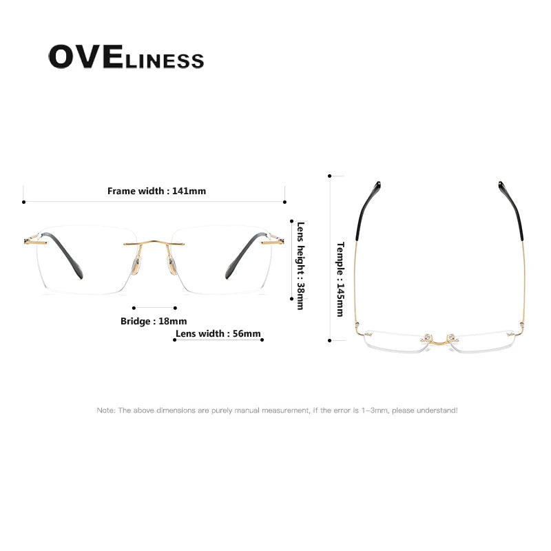 Oveliness Unisex Rimless Square Titanium Eyeglasses 80964 Rimless Oveliness