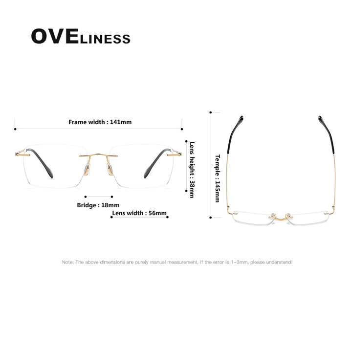 Oveliness Unisex Rimless Square Titanium Eyeglasses 80964 Rimless Oveliness