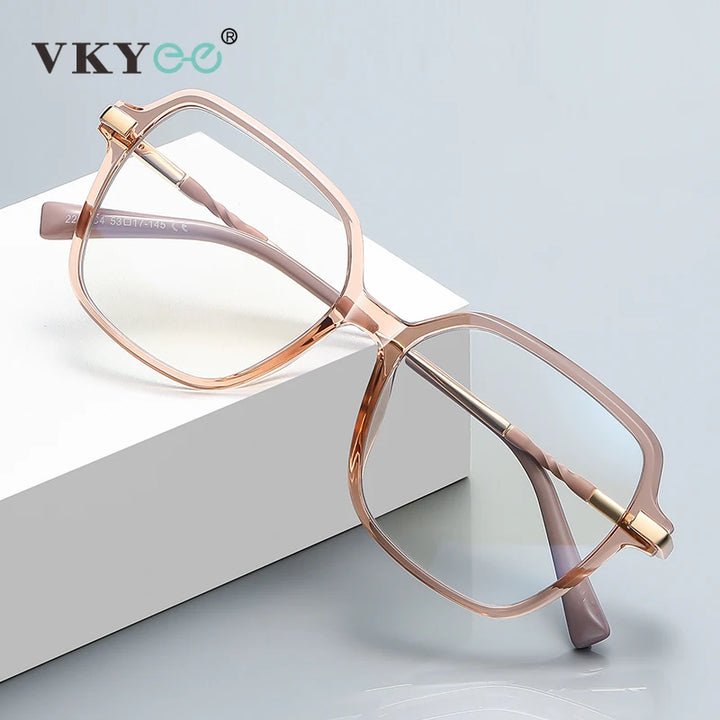 Vicky Women's Full Rim Large Polygon Tr 90 Alloy Reading Glasses 2211 Reading Glasses Vicky
