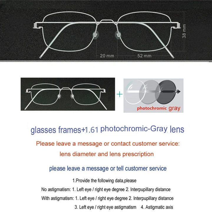 Yujo Unisex Full Rim Oval Square Screwless Steel Eyeglasses 61425