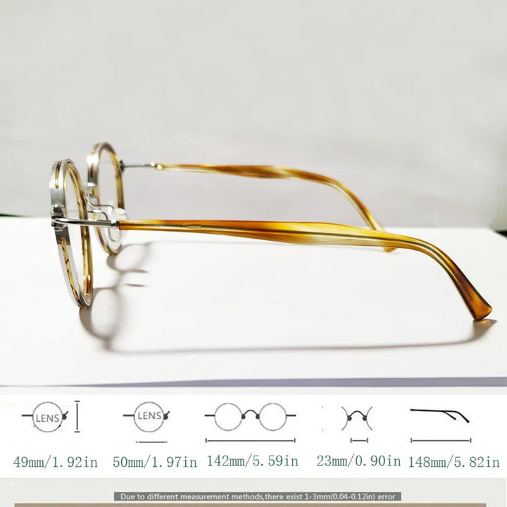 Yujo Unisex Full Rim Oval Round Titanium Acetate Eyeglasses 61424