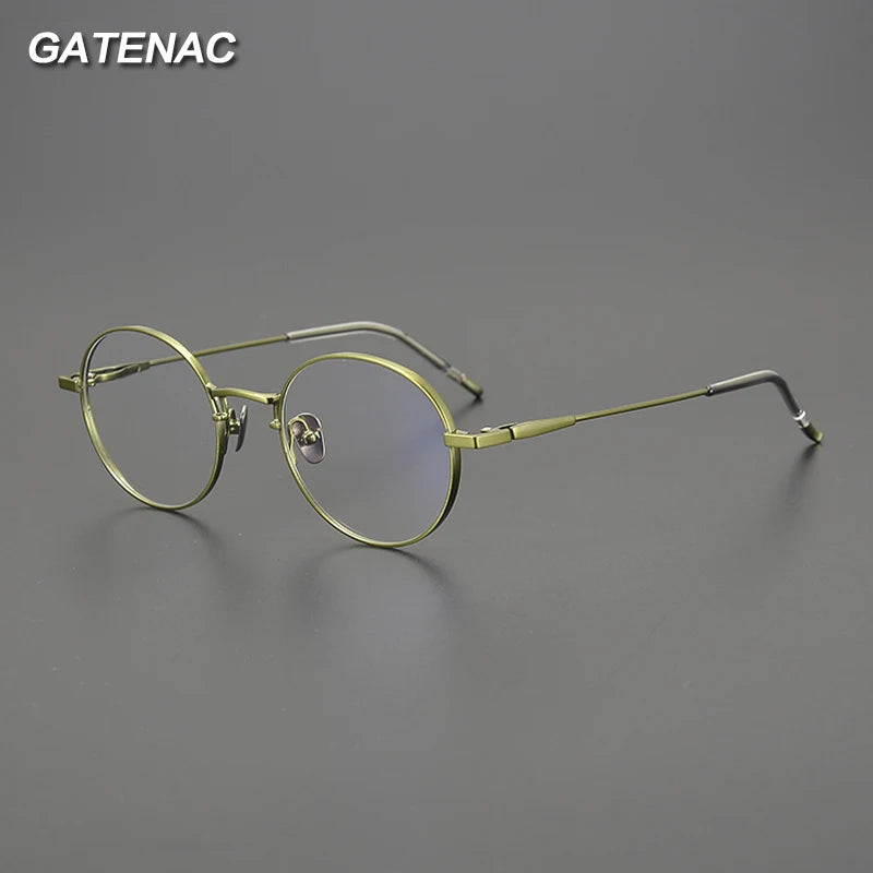 Gatenac Unisex Full Rim Oval Round Titanium Eyeglasses Gxyj1558 Full Rim Gatenac