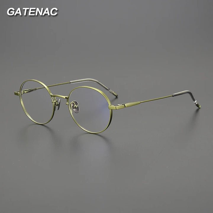 Gatenac Unisex Full Rim Oval Round Titanium Eyeglasses Gxyj1558 Full Rim Gatenac