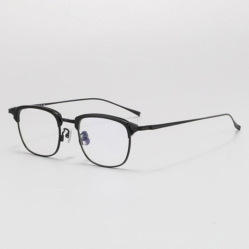 Gatenac Unisex Full Rim Square Acetate Titanium Eyeglasses Gxyj1072 Full Rim Gatenac Black