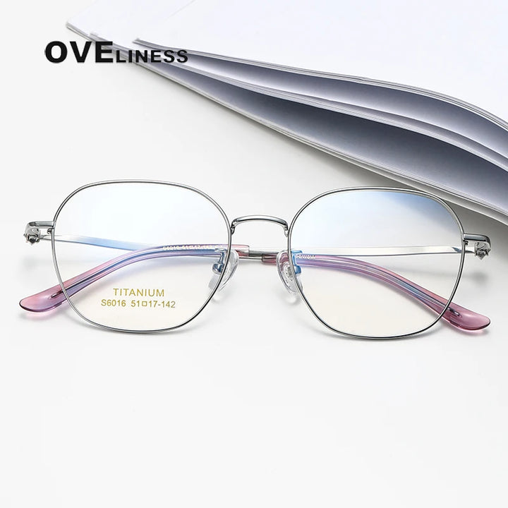 Oveliness Women's Full Rim Polygon Oval Titanium Eyeglasses 6016 Full Rim Oveliness