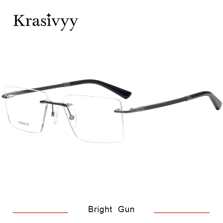 Krasivyy Unisex Rimless Square Titanium Eyeglasses 1657 Rimless Krasivyy Bright Gun