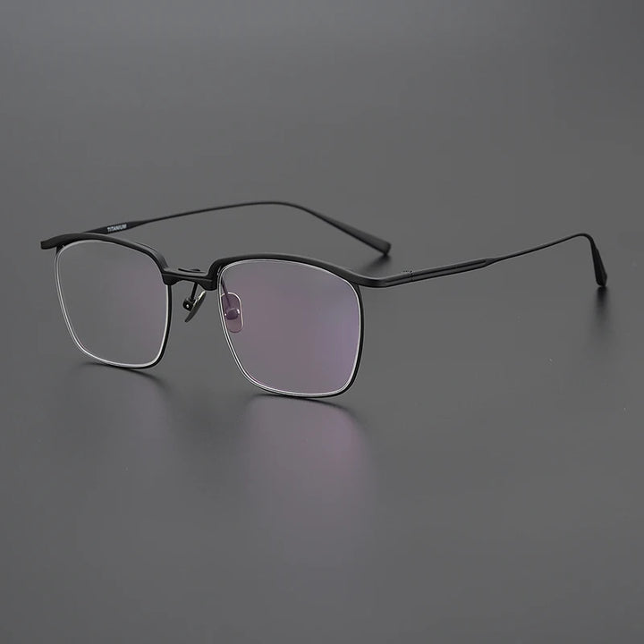 Black Mask Men's Full Rim Square Brow Line Titanium Eyeglasses 63145