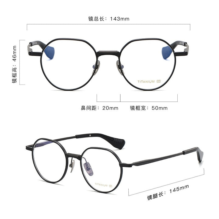 Gatenac Unisex Full Rim Round Titanium Eyeglasses Gxyj1065 Full Rim Gatenac