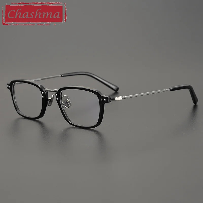 Chashma Ottica Unisex Full Rim Square Acetate Eyeglasses 2615 Full Rim Chashma Ottica Black  