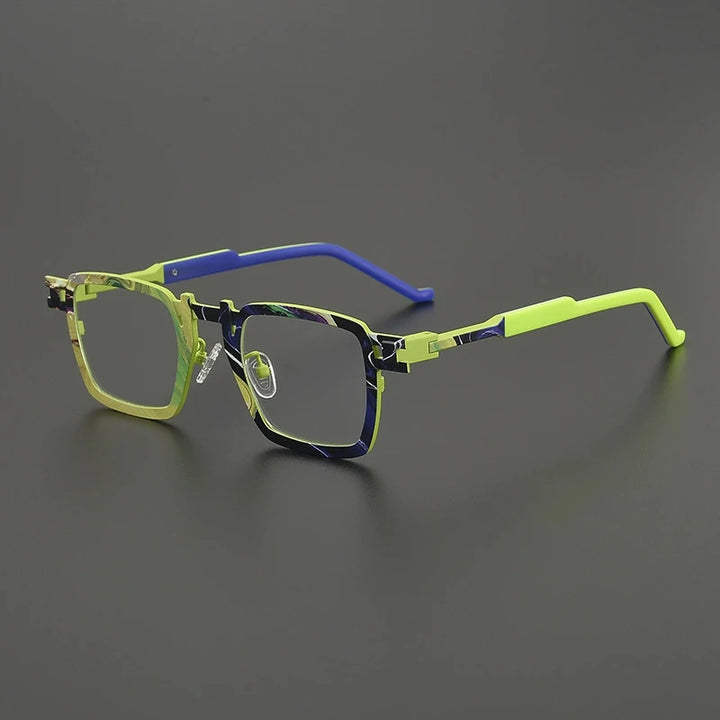 Gatenac Unisex Full Rim Square Titanium Acetate Eyeglasses Gxyj5910