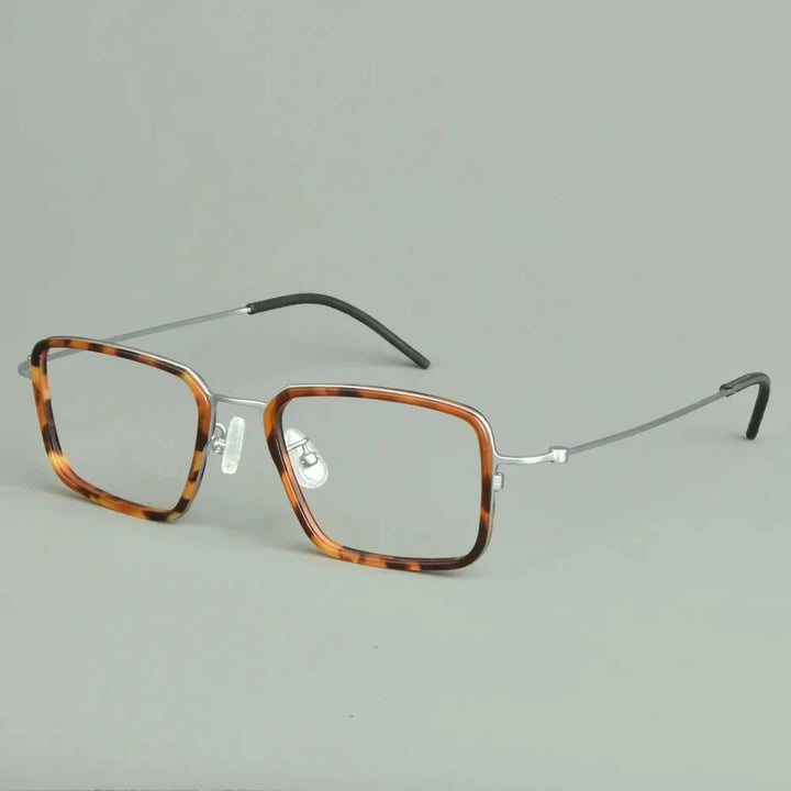 Aimee Unisex Full Rim Big Square Titanium Acetate Eyeglasses 942501 Full Rim Aimee Tortoise-Silver