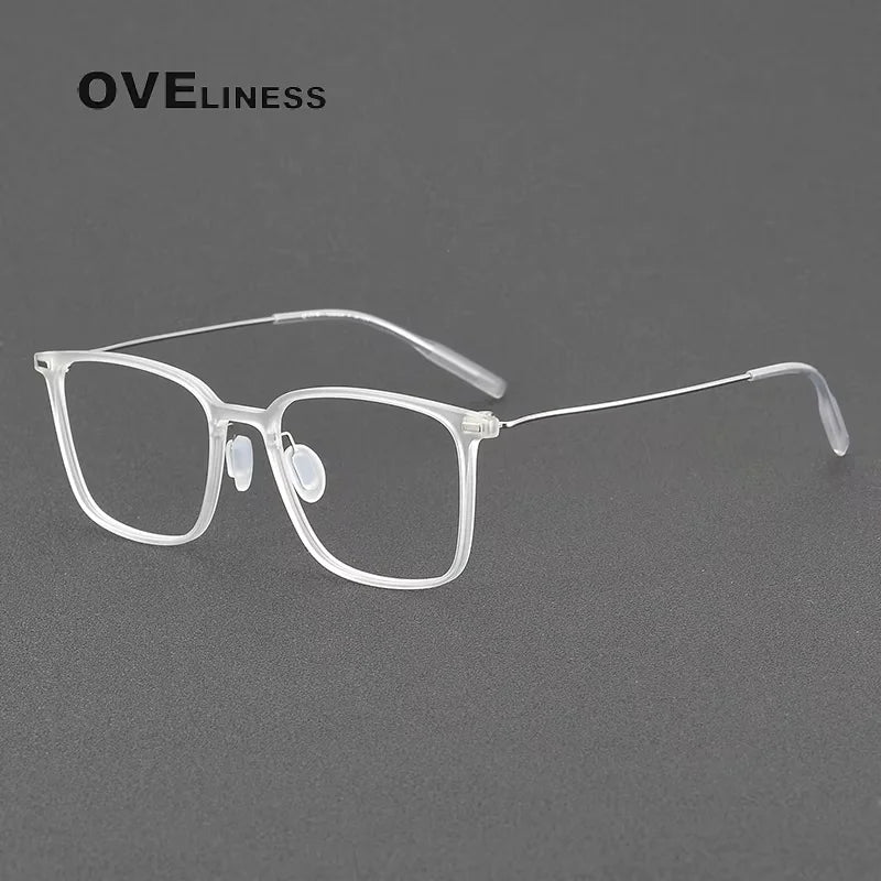 Oveliness Women's Full Rim Square Acetate Titanium Eyeglasses 28673